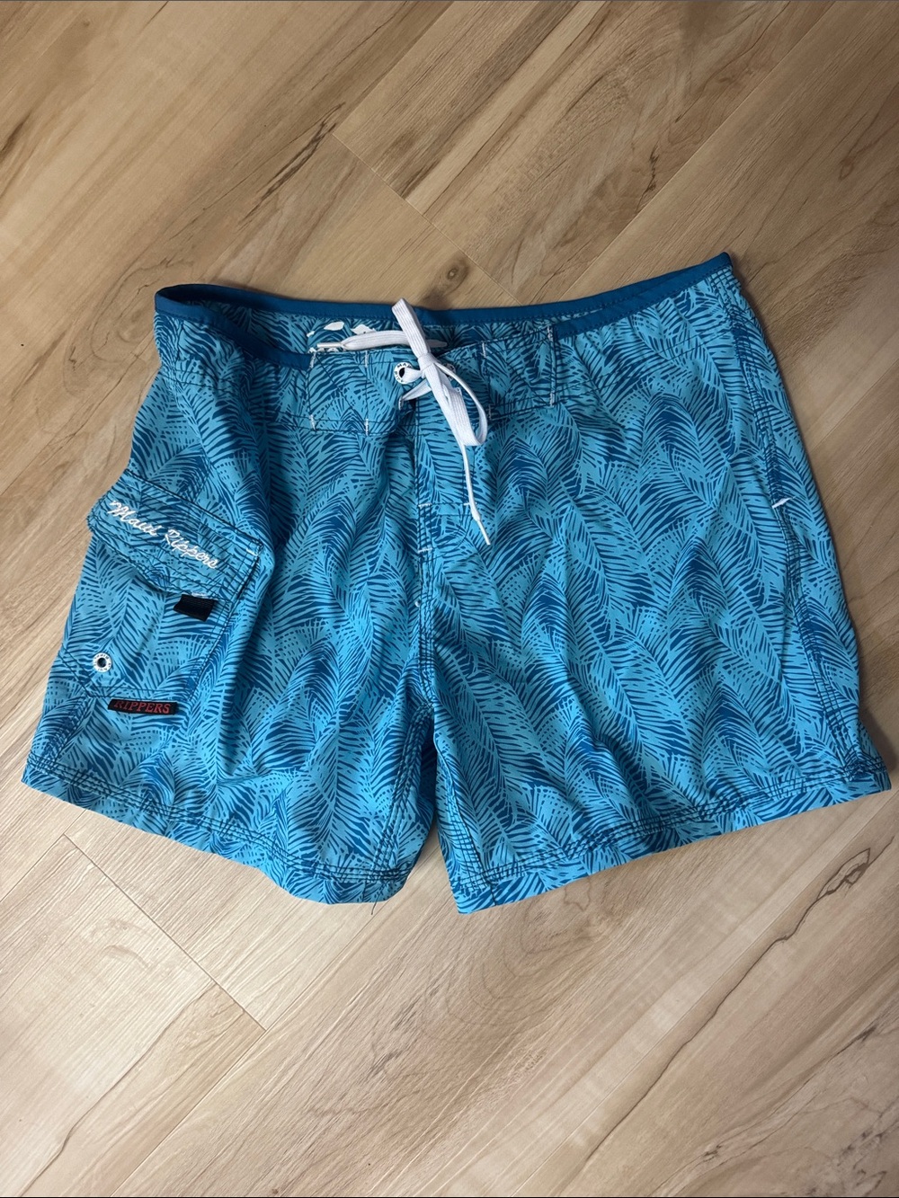 Women's Maui Rippers Unlined Blue Palm-Print Board Shorts